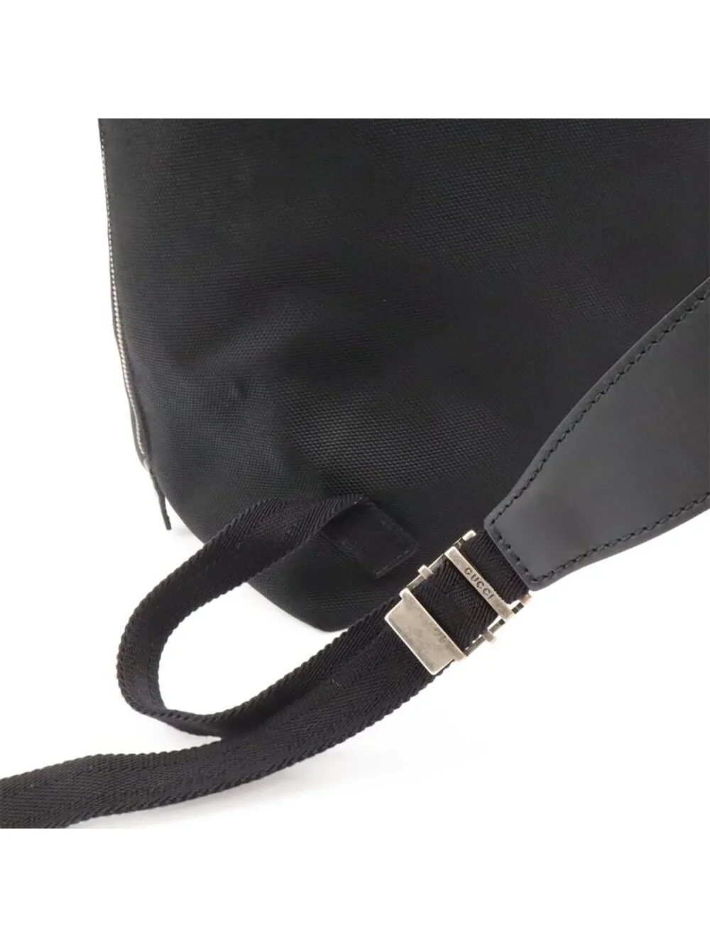Gucci Band Techno Canvas Web Line Sherry Backpack Leather Black Green